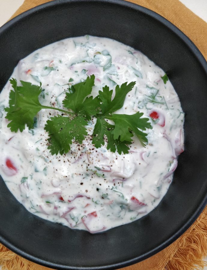Tomato Shallot Raita (Paleo, Vegetarian)