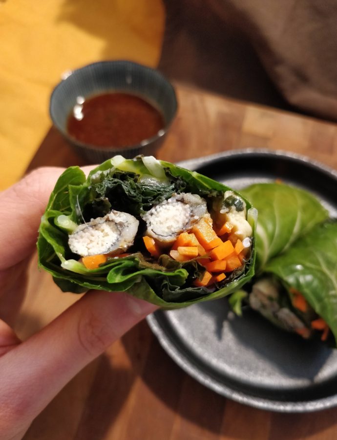 Shishamo Collard Wraps (シシャモのコラード巻き)