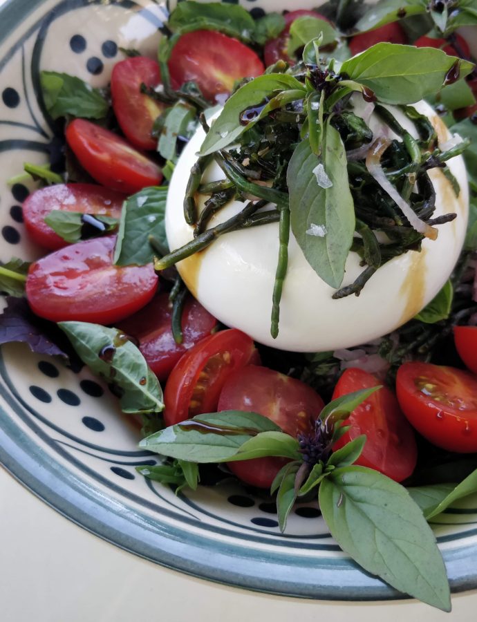 Burrata Salad with Pickled Sea Asparagus
