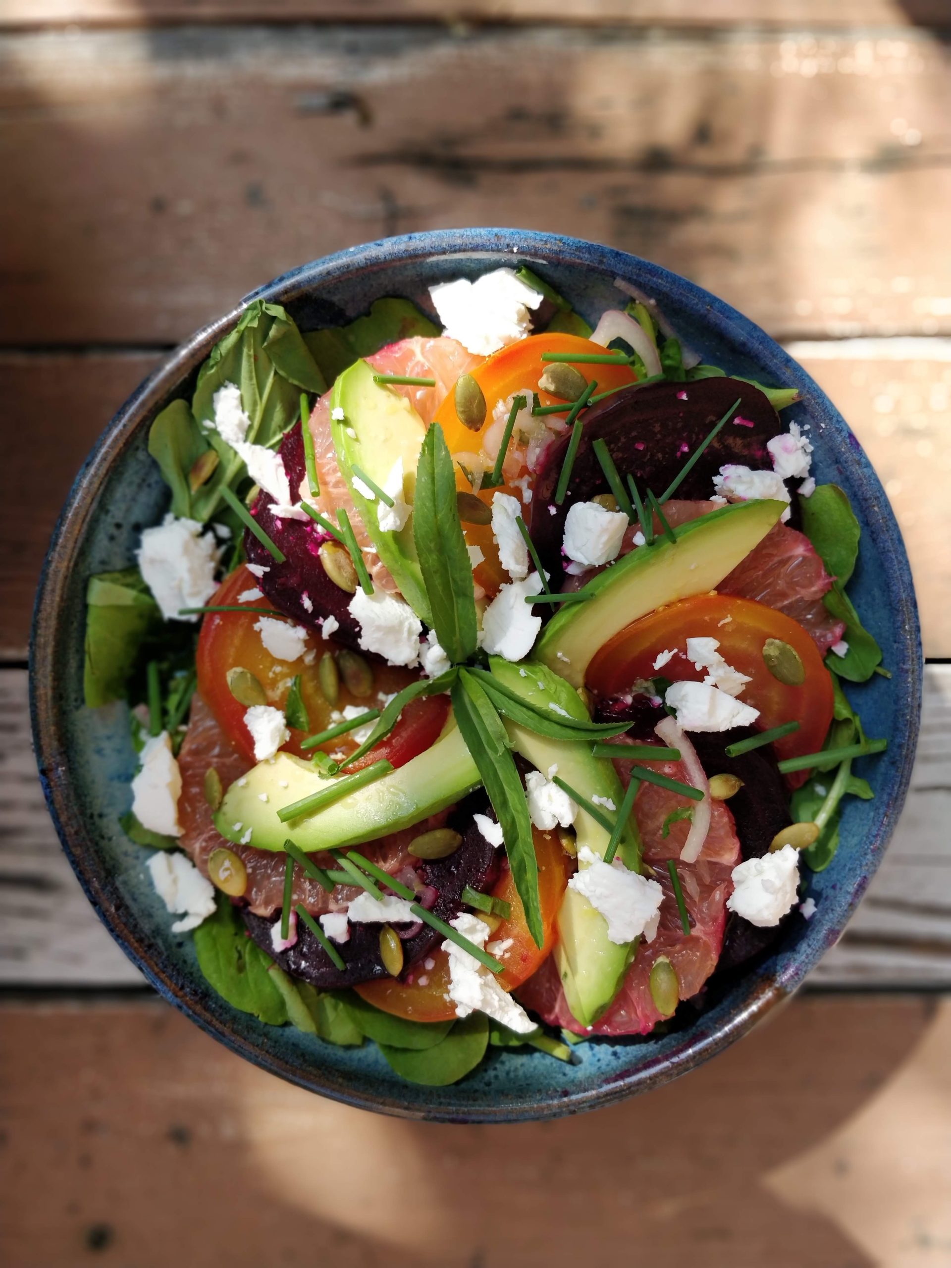 Grapefruit, Beet and Avocado Salad with Tarragon Vinaigrette